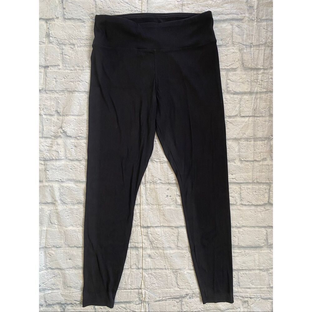 Express women M pull on ribbed high waist leggings black